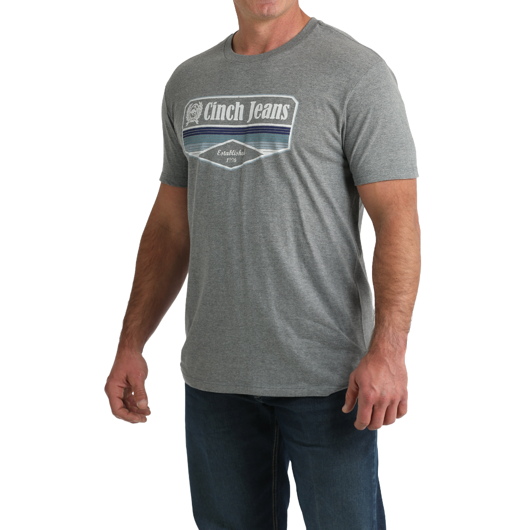 Cinch Men's Grey Heather Printed Logo T-Shirt MTT1690700