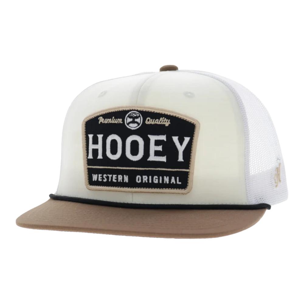 Hooey Trip Cream & Brown Logo Patch 5-Panel Trucker Cap 2658T-CRWH