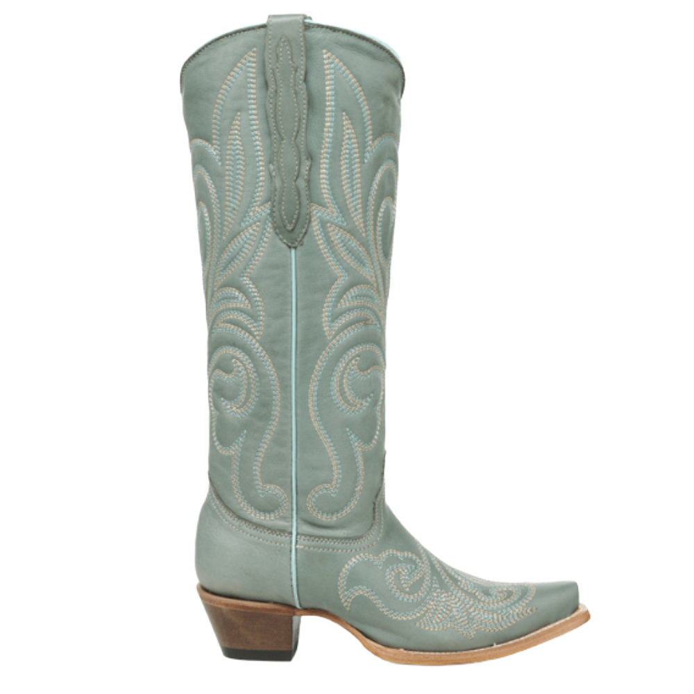 Corral Ladies Aqua Curved Embroidery Pattern Tall Top Western Boot Z5594