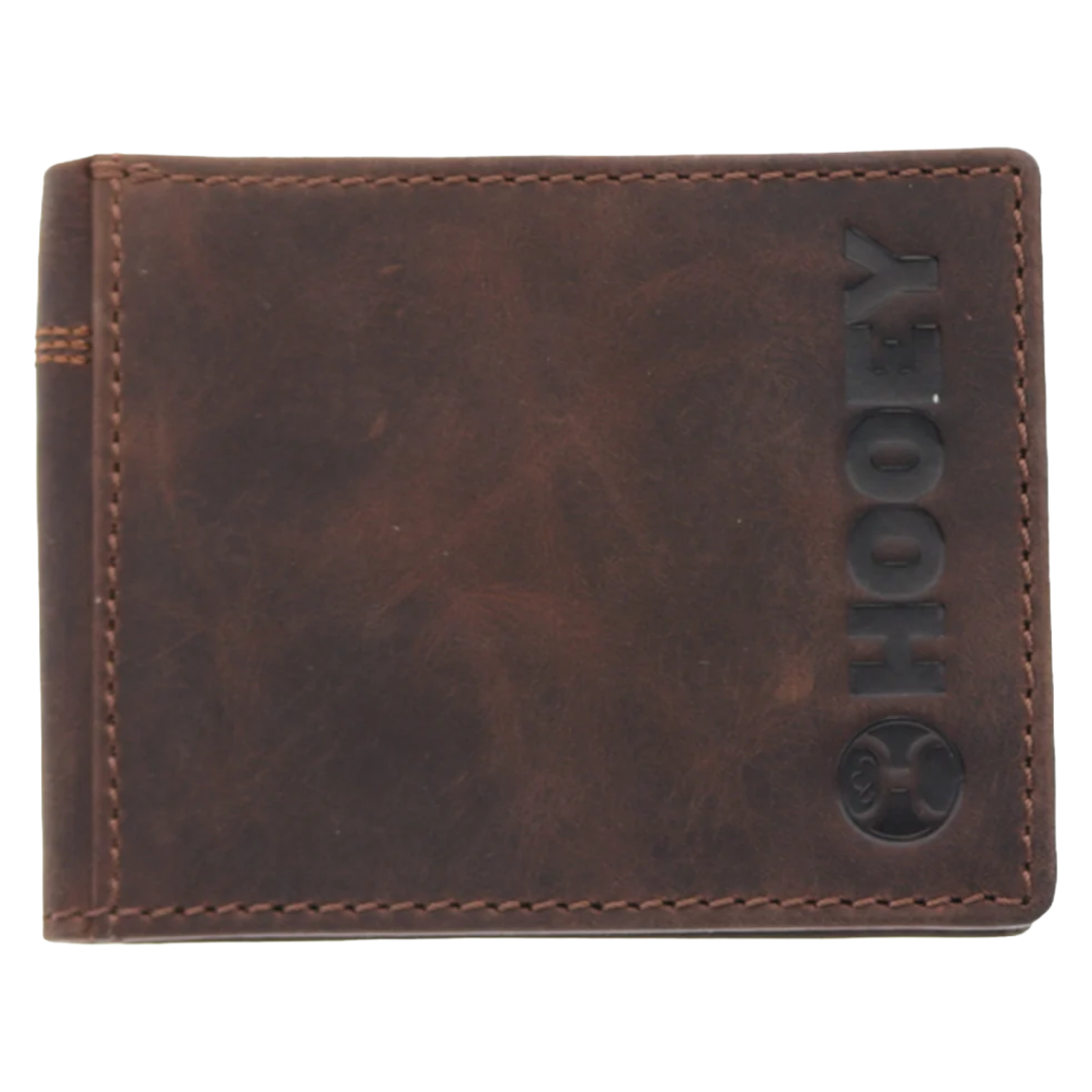 Hooey Wyatt Smooth Brown Leather With Stitching Bifold Wallet HFBF040-BR