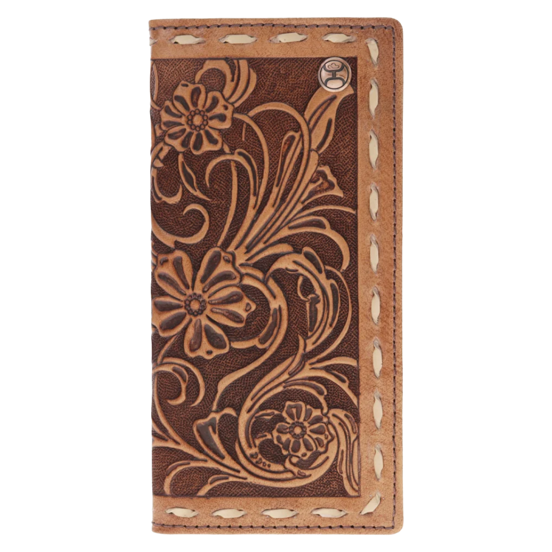 Hooey Tuff All Over Hand-Tooled Tan Leather Floral Rodeo Wallet HW039-TNBR