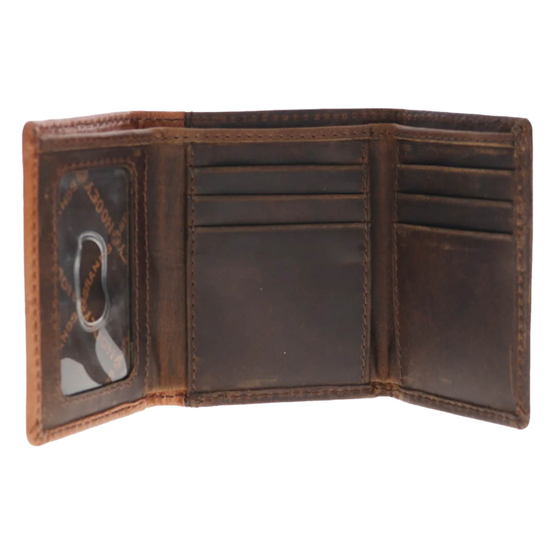 Hooey Tuff All Over Hand-Tooled Tan Leather Floral Trifold Wallet HTF039-TNBR