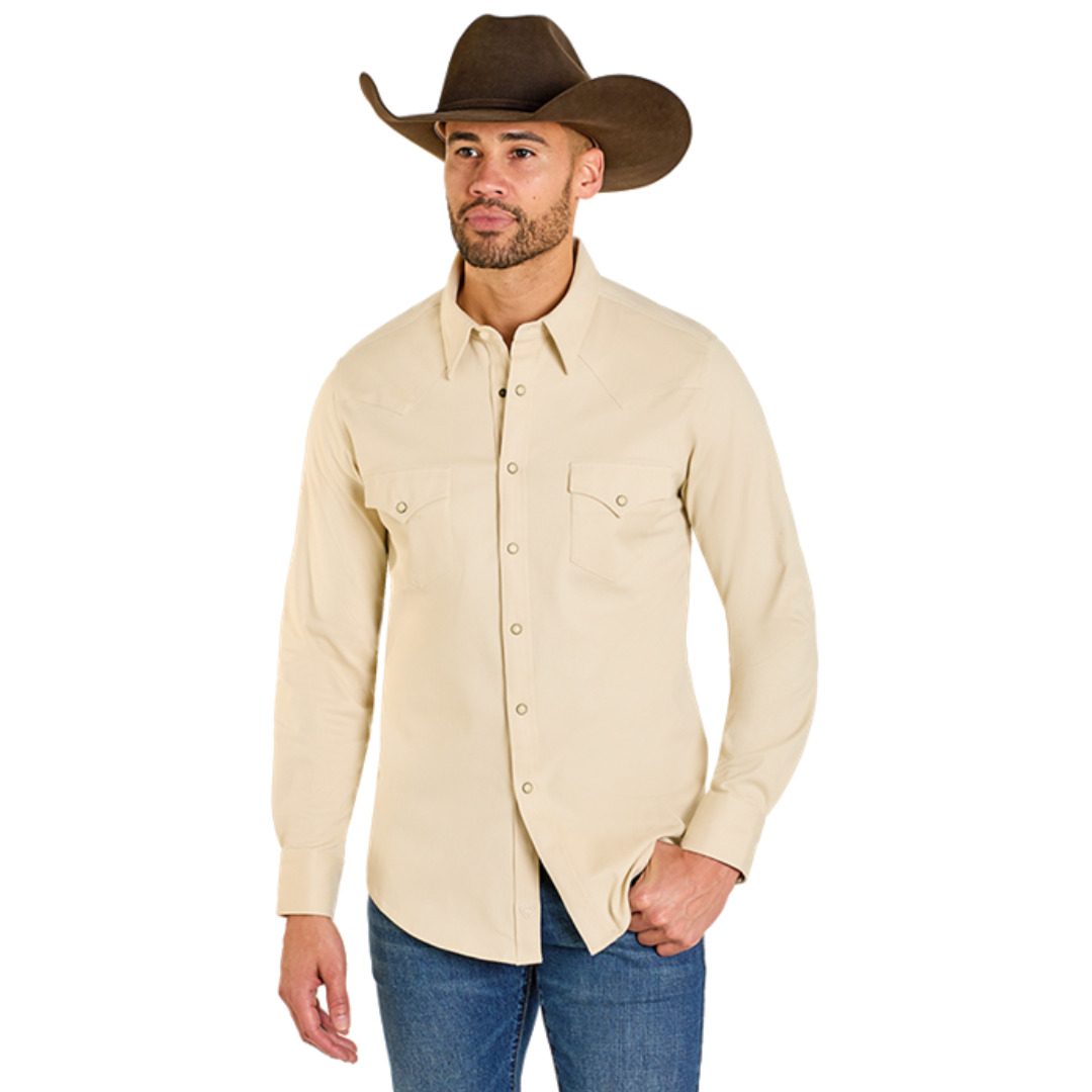 Rock & Roll Men's Solid Beige Woven Snap Button Shirt BMN2S07875-29