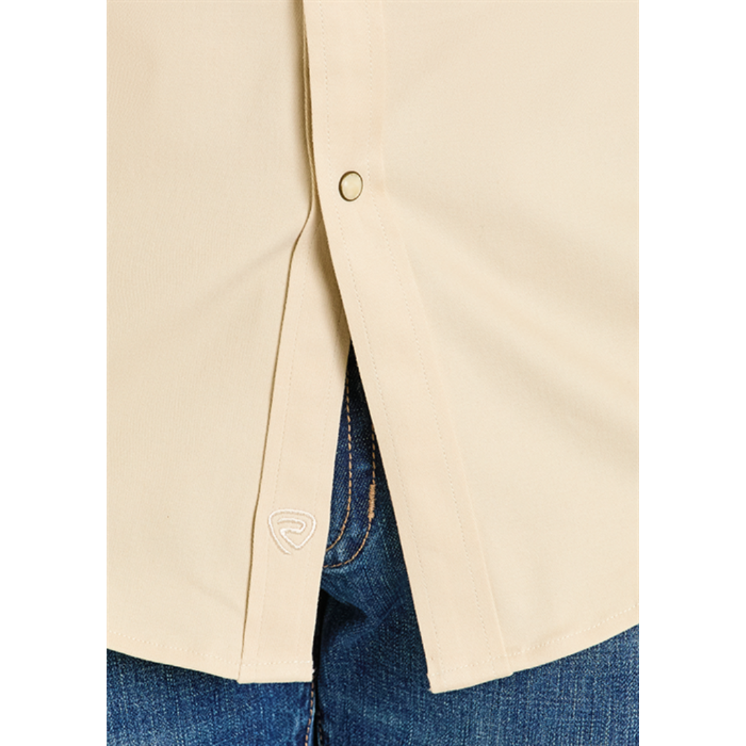 Rock & Roll Men's Solid Beige Woven Snap Button Shirt BMN2S07875-29