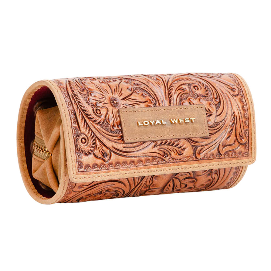 Loyal West Ladies Canyon Embossed Brown Leather Jewelry Case LW-SS25-092-JO