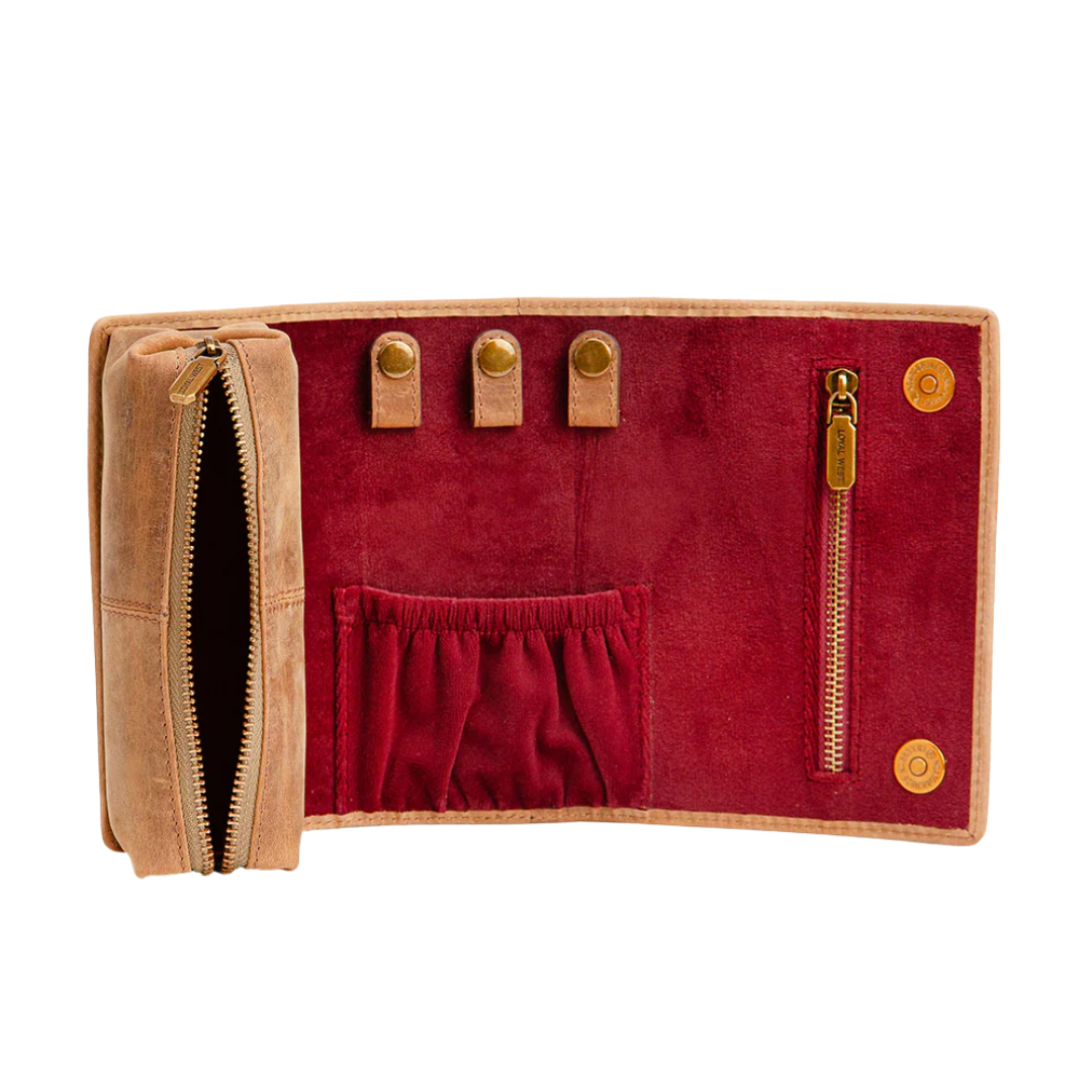 Loyal West Ladies Canyon Embossed Brown Leather Jewelry Case LW-SS25-092-JO