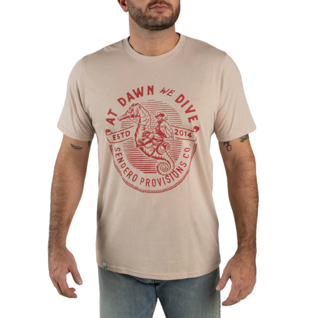 Sendero Provisions Co We Dive Graphic Cream & Red T-Shirt SPCS125S13