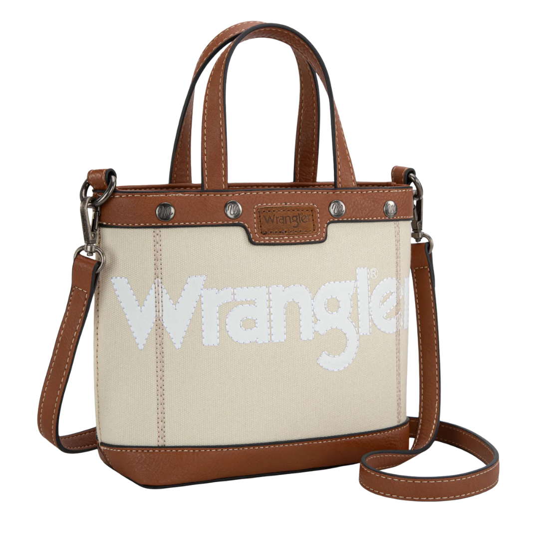 Wrangler Tan Canvas Mini Top Handle Crossbody Tote WG142-2005TN