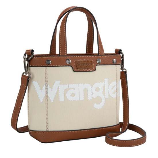 Wrangler Tan Canvas Mini Top Handle Crossbody Tote WG142-2005TN