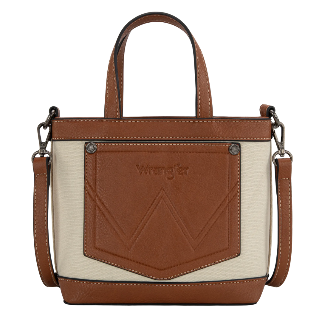 Wrangler Tan Canvas Mini Top Handle Crossbody Tote WG142-2005TN