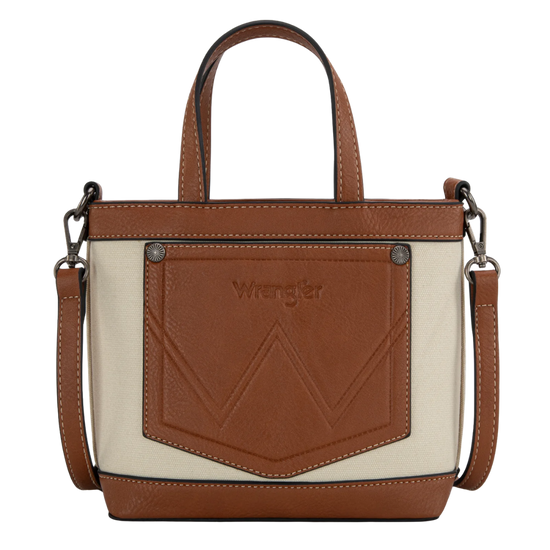 Wrangler Tan Canvas Mini Top Handle Crossbody Tote WG142-2005TN