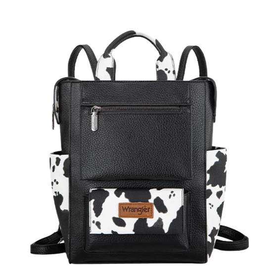 Wrangler Black Cow Print Convertible Backpack WG161-91123BK-OW