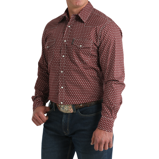 Cinch Men's Long Sleeve Burgundy Button Down Shirt MTW1303099