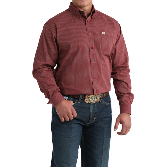 Cinch Men's Long Sleeve Burgundy Button Down Shirt MTW1106026