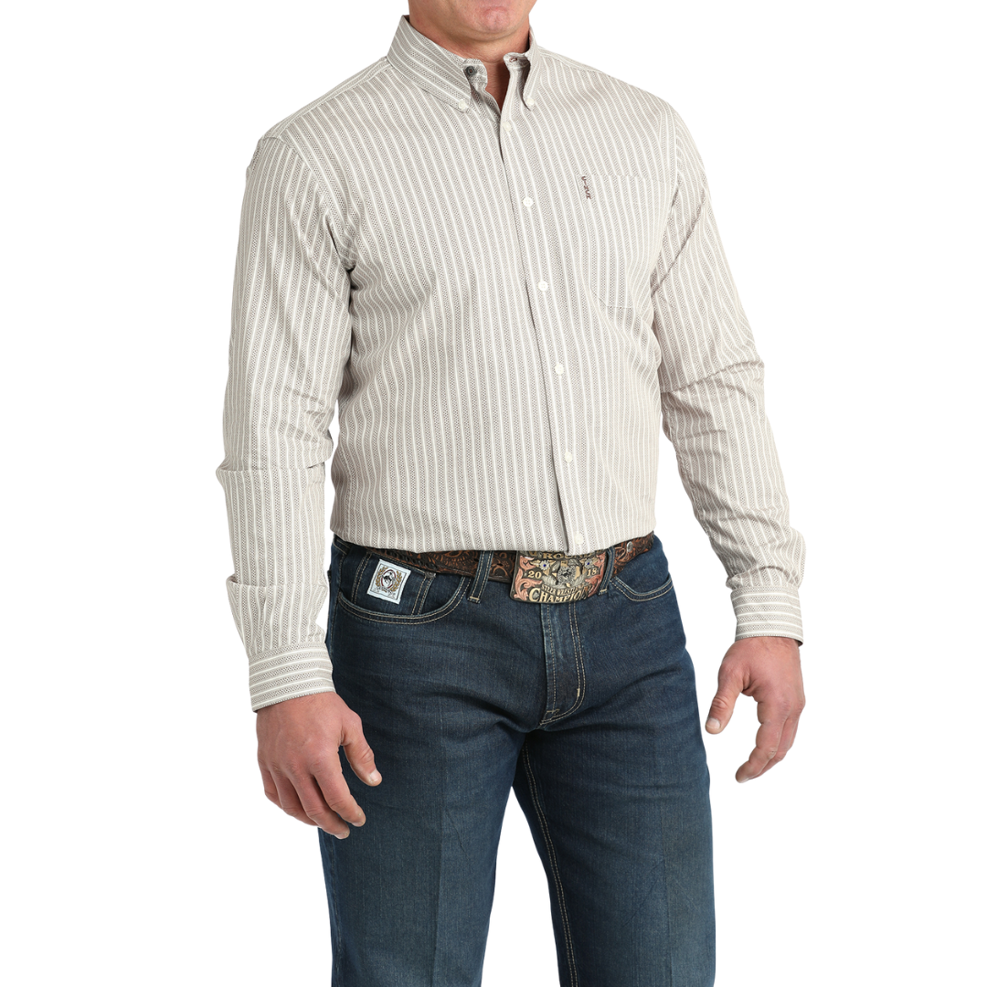 Cinch Men's Long Sleeve Button Down Cream Shirt MTW1347148