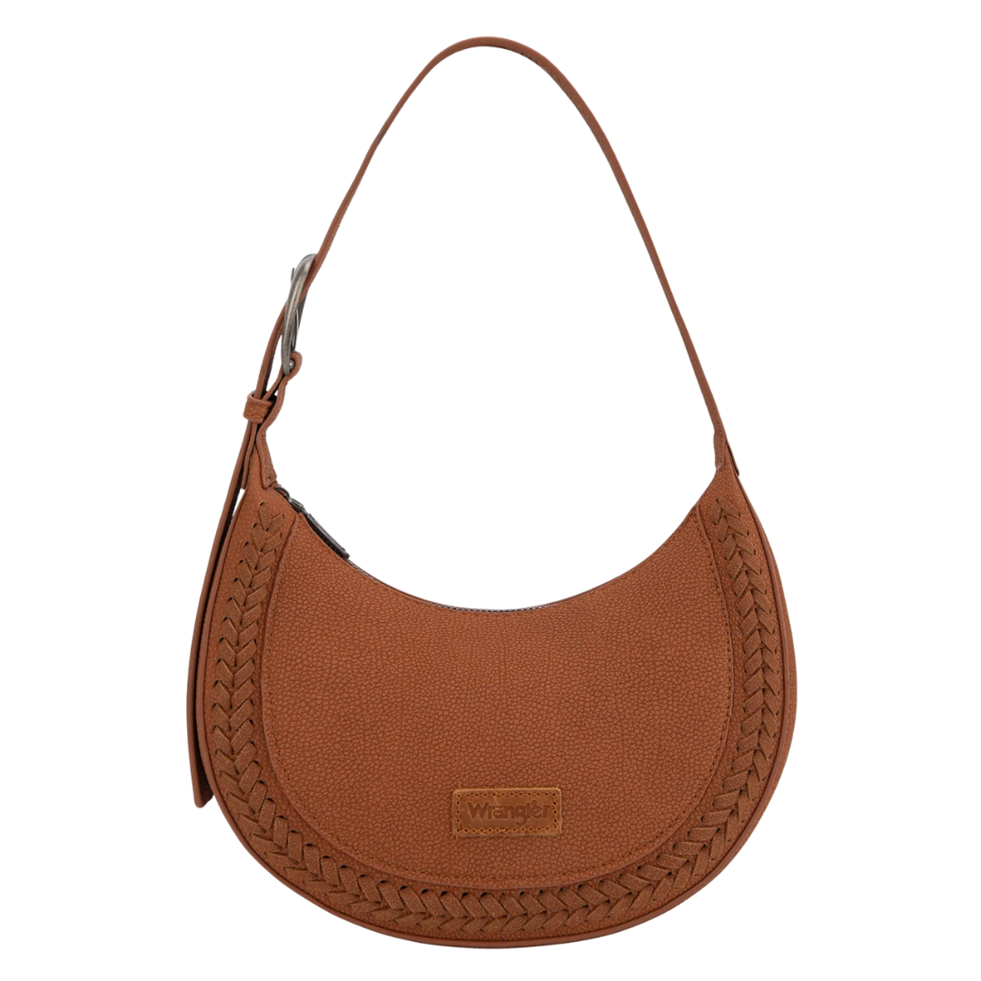 Wrangler Brown Whipstitch Crescent Crossbody Bag WG168-1020BR