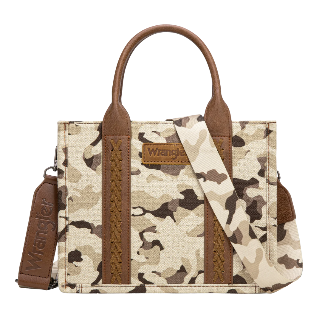 Wrangler Brown Camo Print Crossbody Tote Bag WG286-8120SBR