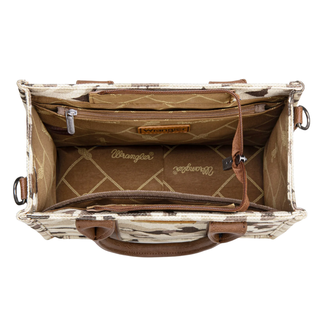 Wrangler Brown Camo Print Crossbody Tote Bag WG286-8120SBR