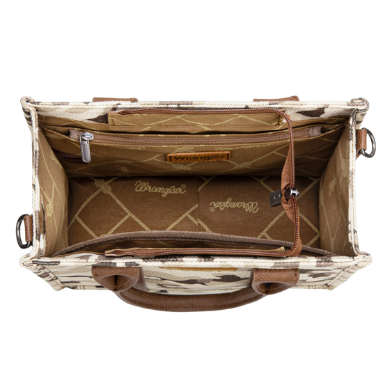 Wrangler Brown Camo Print Crossbody Tote Bag WG286-8120SBR