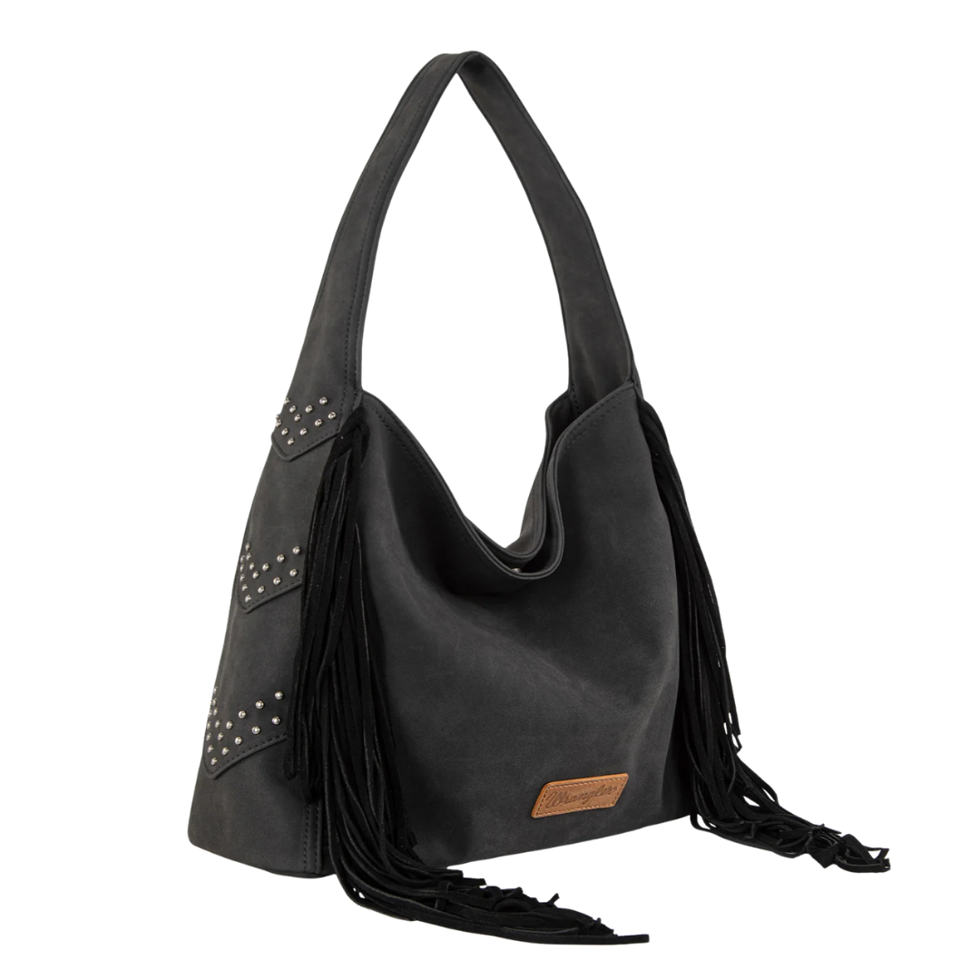 Wrangler Black Fringe Studded Hobo Bag WG244-9182BK