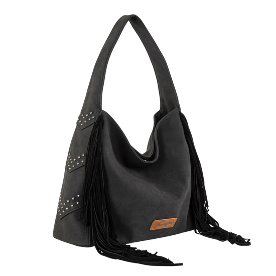 Wrangler Black Fringe Studded Hobo Bag WG244-9182BK