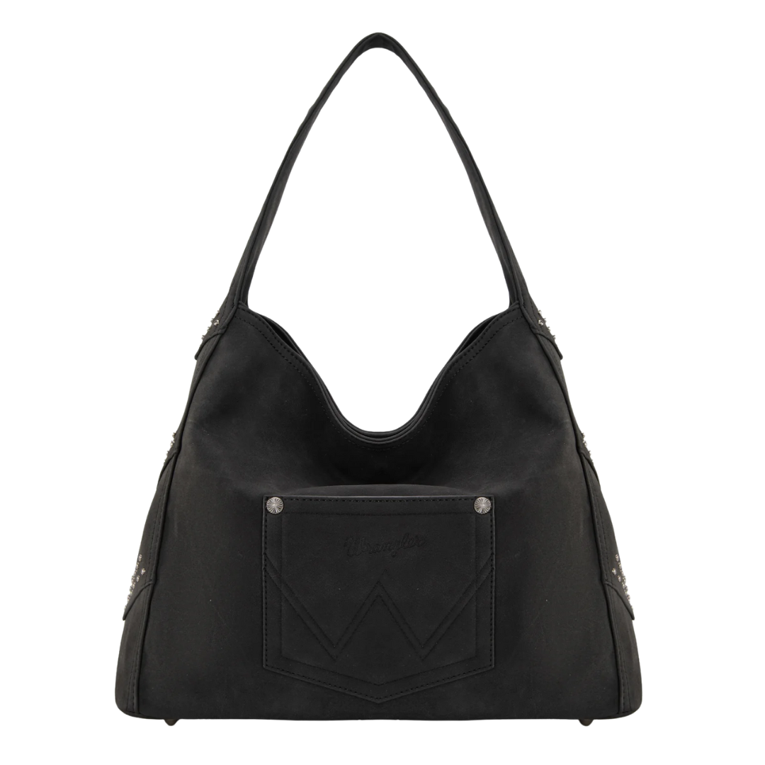 Wrangler Black Fringe Studded Hobo Bag WG244-9182BK
