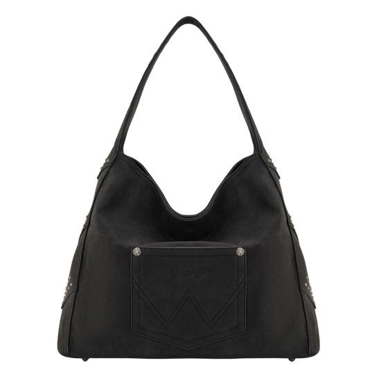 Wrangler Black Fringe Studded Hobo Bag WG244-9182BK
