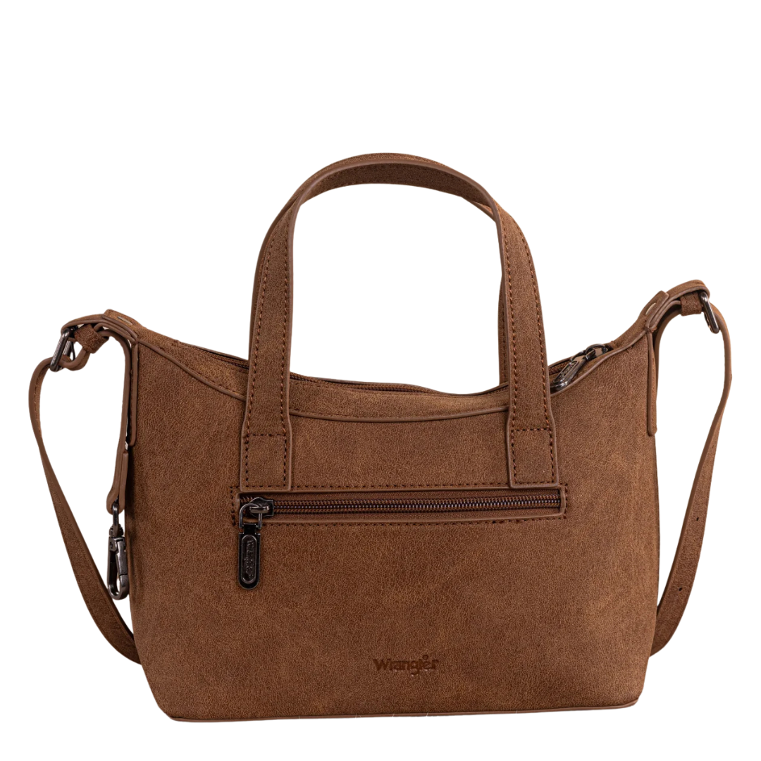 Wrangler Brown Tooled Aztec Pattern Print Crossbody Tote WG226-8605BR