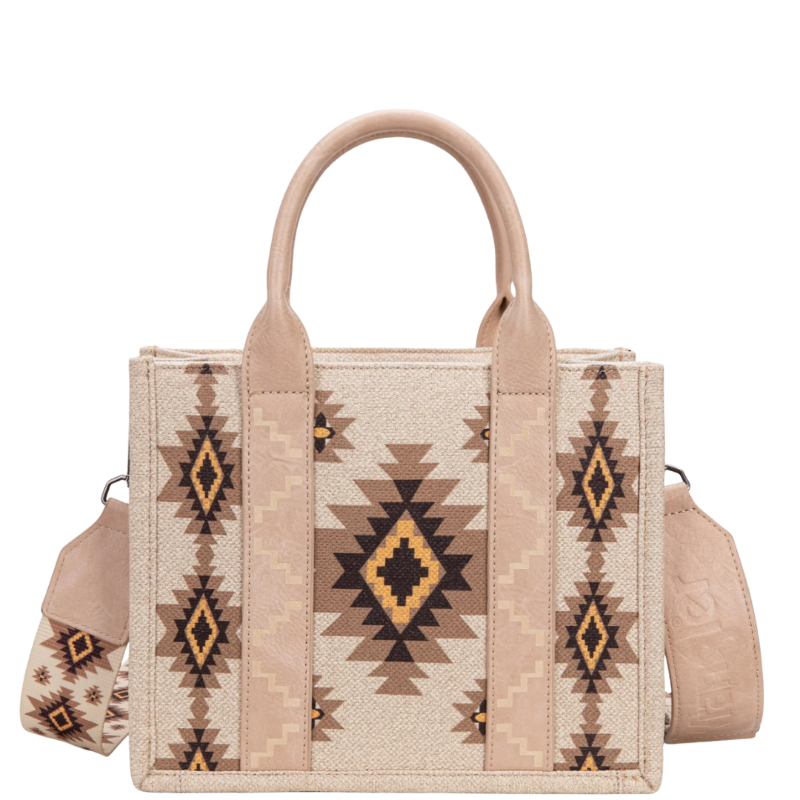 Wrangler Tan Dual Sided Aztec Print Crossbody Tote WG226-8120STN