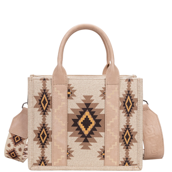 Wrangler Tan Dual Sided Aztec Print Crossbody Tote WG226-8120STN