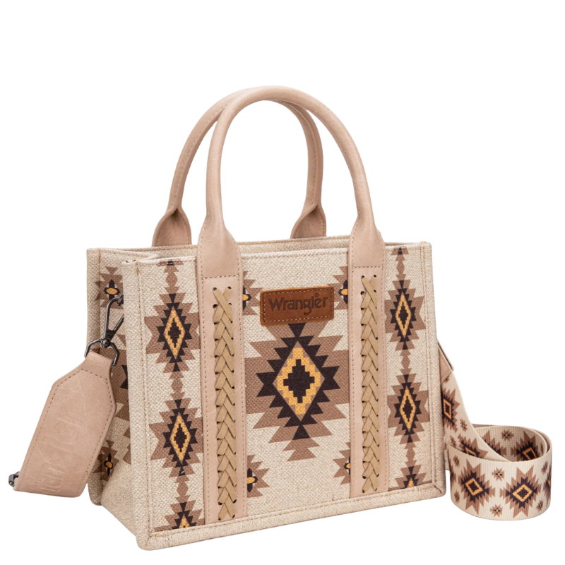 Wrangler Tan Dual Sided Aztec Print Crossbody Tote WG226-8120STN