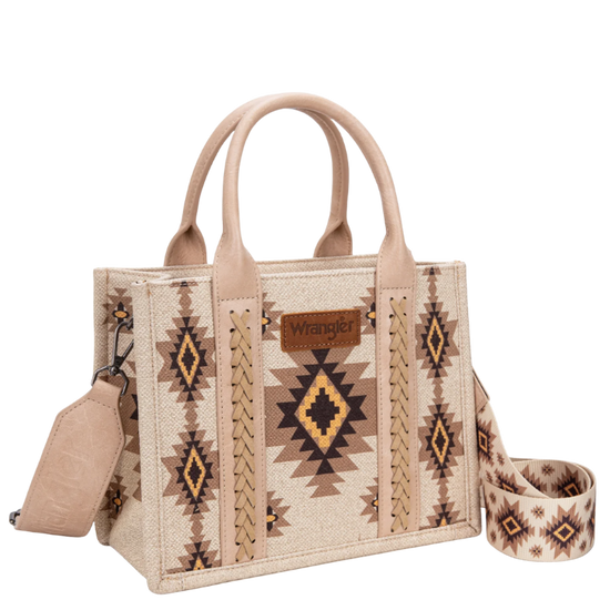 Wrangler Tan Dual Sided Aztec Print Crossbody Tote WG226-8120STN