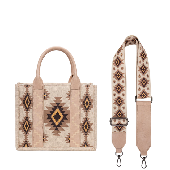 Wrangler Tan Dual Sided Aztec Print Crossbody Tote WG226-8120STN