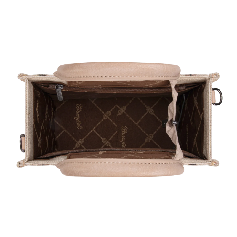 Wrangler Tan Dual Sided Aztec Print Crossbody Tote WG226-8120STN