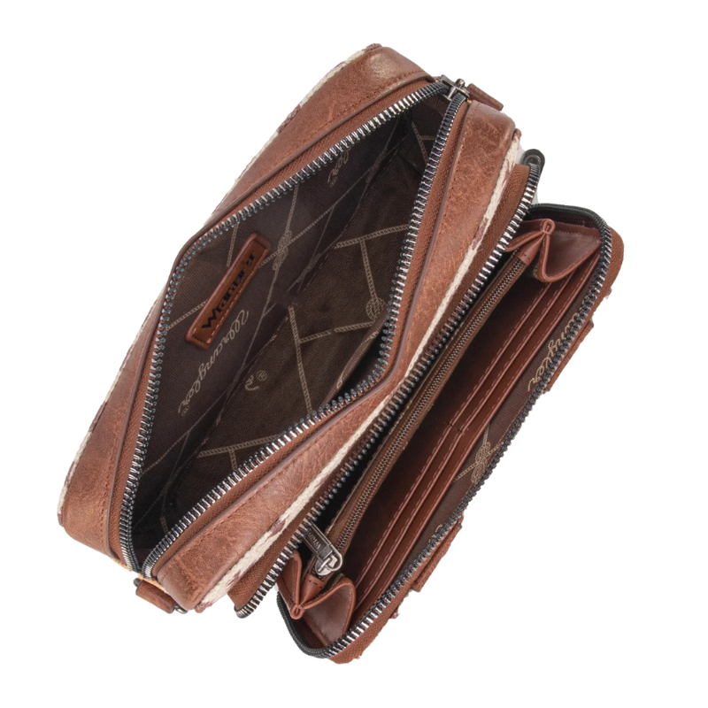 Wrangler Light Coffee Brown Aztec Printed Crossbody Purse WG2207-3003LCF