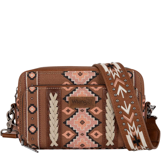 Wrangler Brown Southwestern Dual Sided Print Crossbody Purse WG2207-3005BR