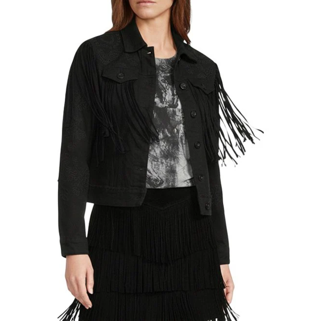 Scully Ladies Fringe Black Jean Jacket HC687-BLK