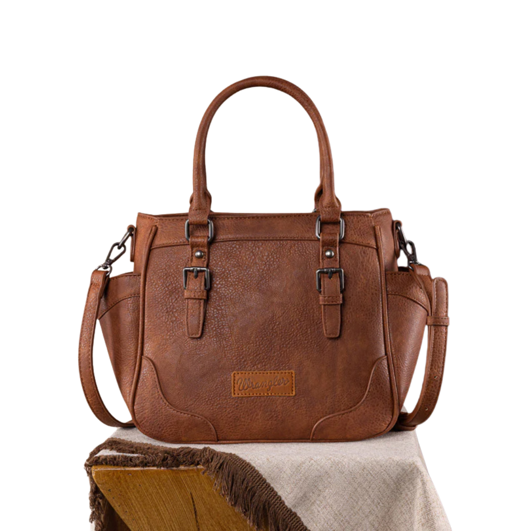 Wrangler Carry-All Buckle Brown Tote Crossbody Bag WG187-8318BR