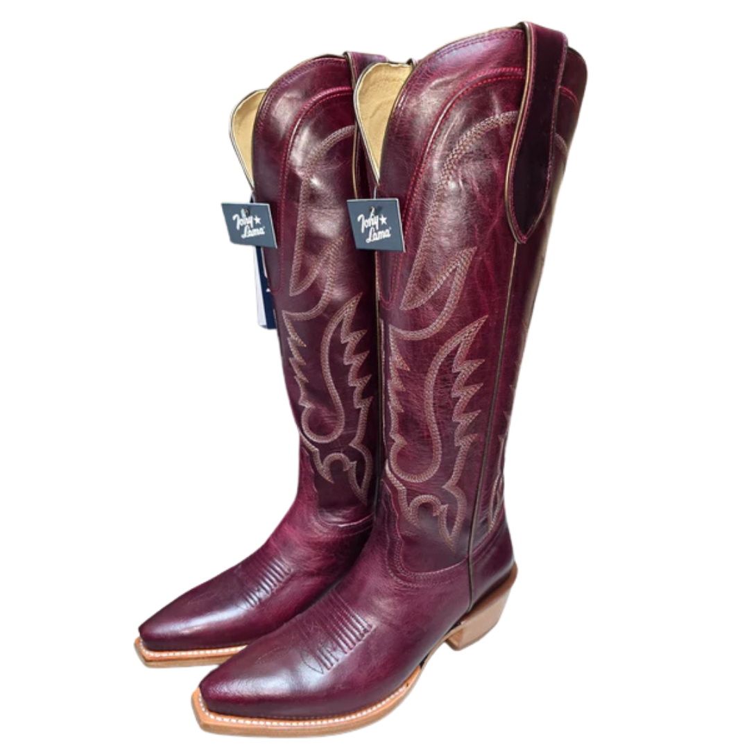 Tony Lama Ladies Jess Wine Goat Leather Tall Boots DR4253