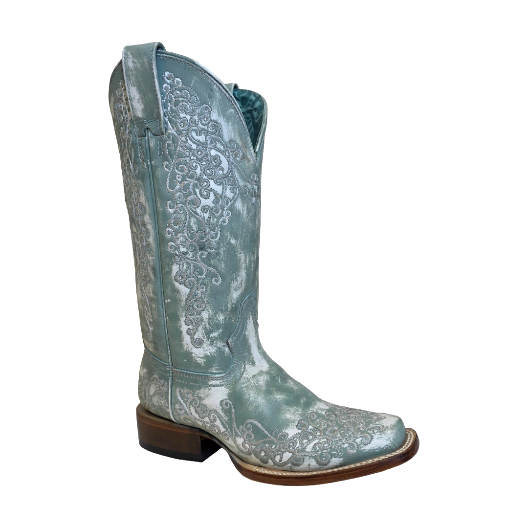 Corral Ladies Embroidered Floral Turquoise Western Boot A4804