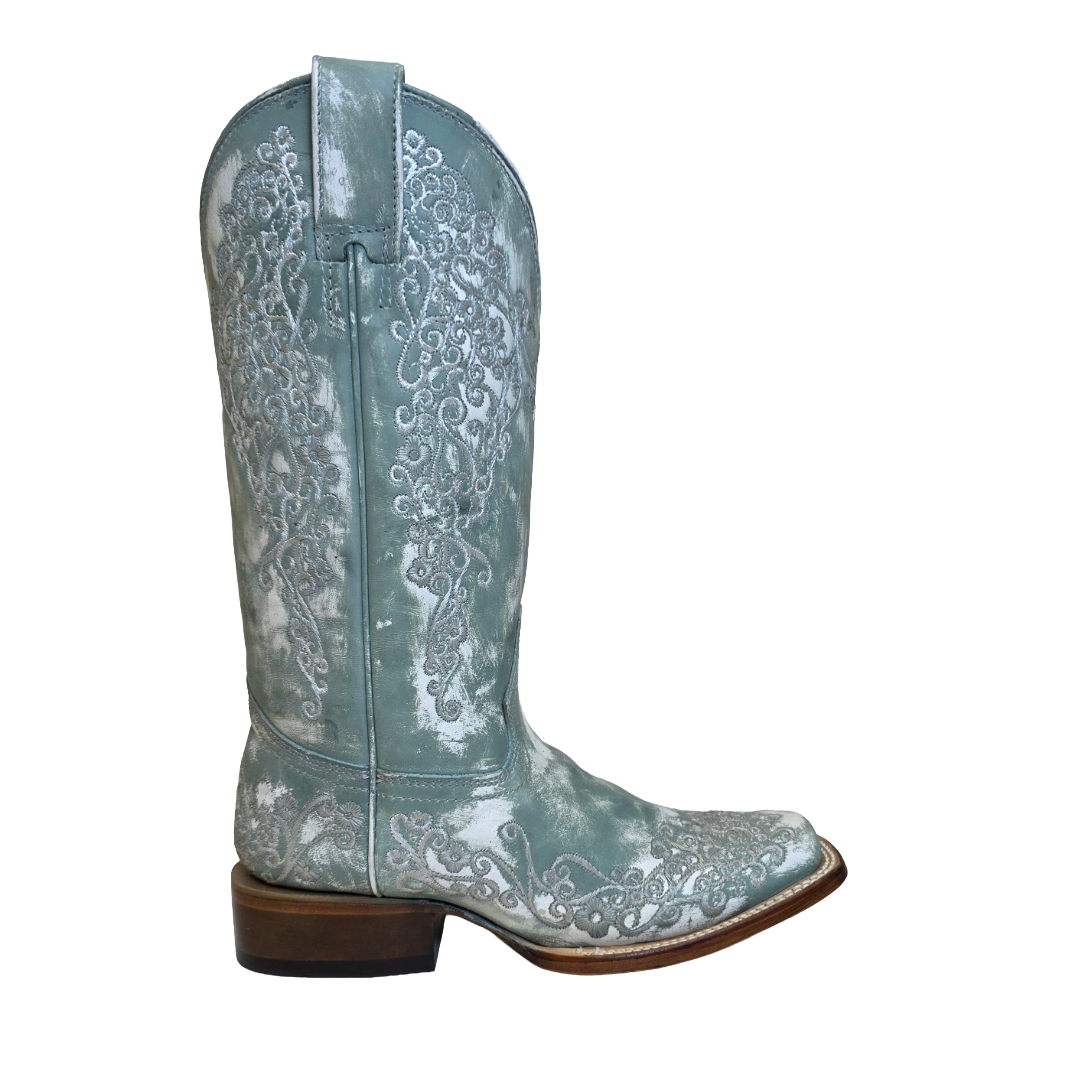 Corral Ladies Embroidered Floral Turquoise Western Boot A4804