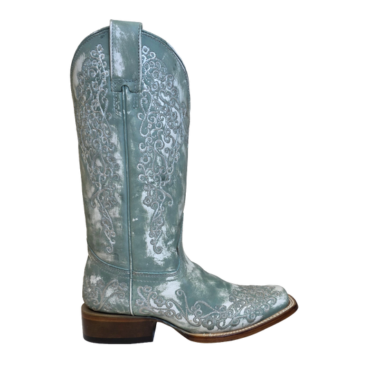 Corral Ladies Embroidered Floral Turquoise Western Boot A4804