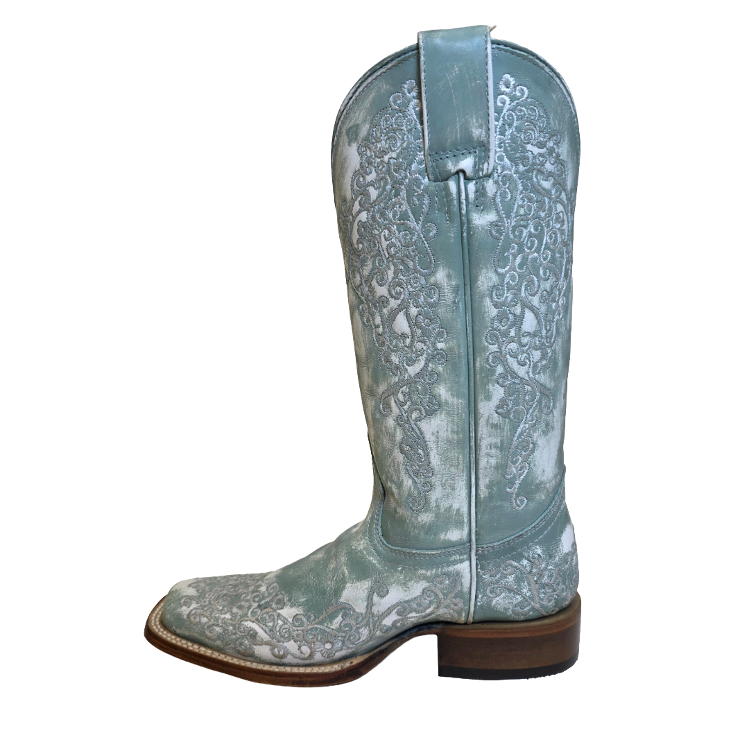 Corral Ladies Embroidered Floral Turquoise Western Boot A4804