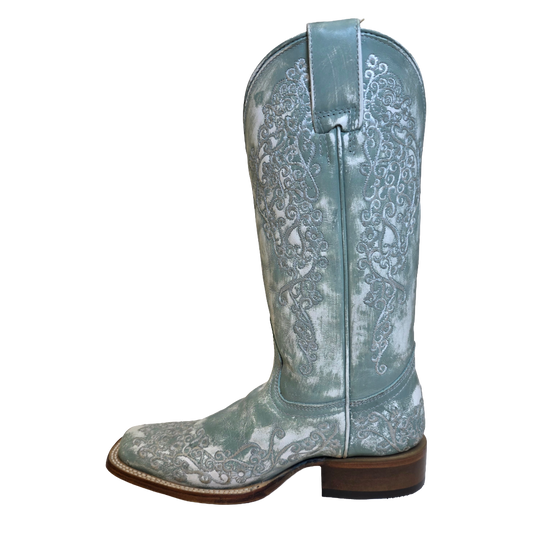 Corral Ladies Embroidered Floral Turquoise Western Boot A4804