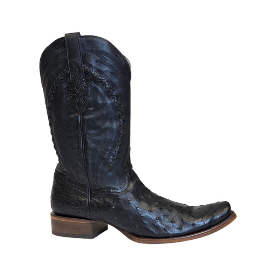 Corral Men's Embroidered Ostrich Black Leather Western Boot A4970
