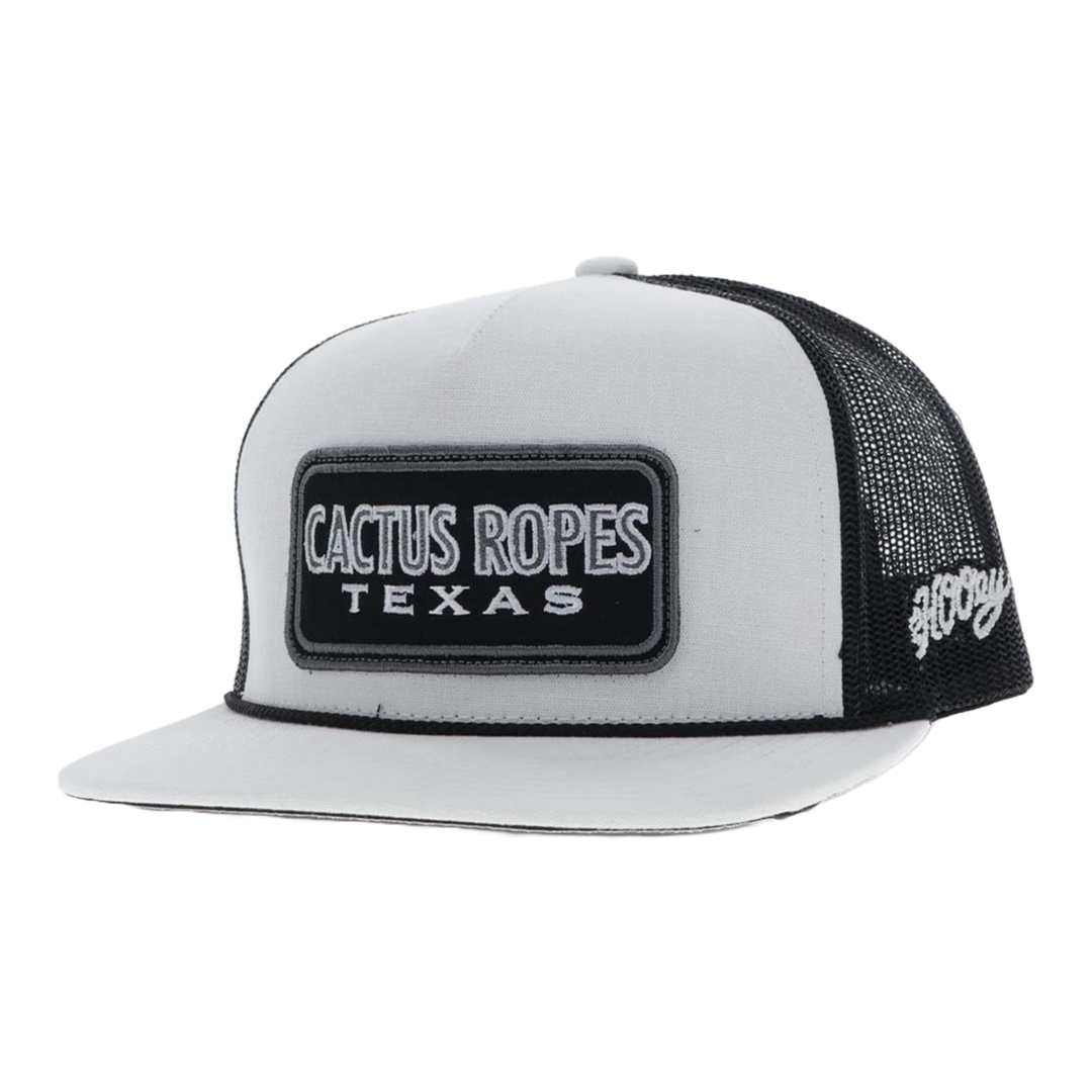 Cactus Ropes Patch Hooey Men's Cactus Ropes 5 Panel White Trucker Cap CR093