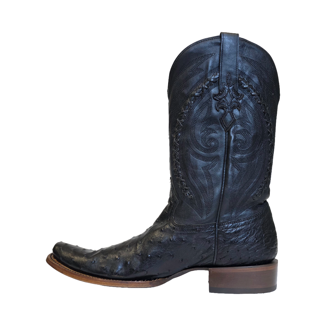 Corral Men's Embroidered Ostrich Black Leather Western Boot A4970
