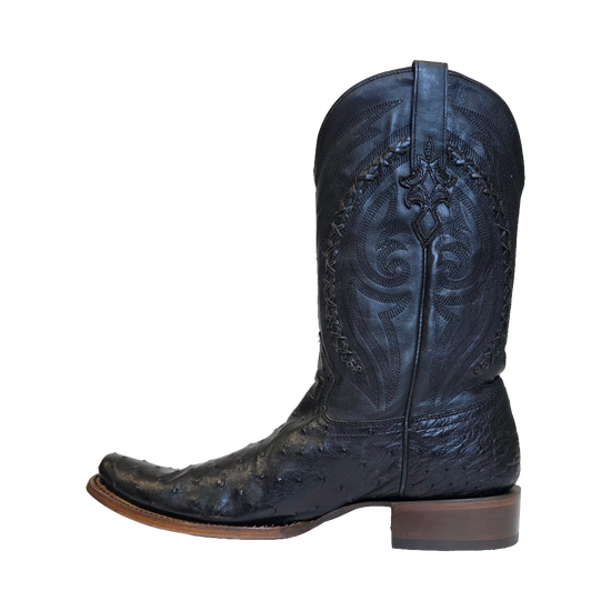 Corral Men's Embroidered Ostrich Black Leather Western Boot A4970
