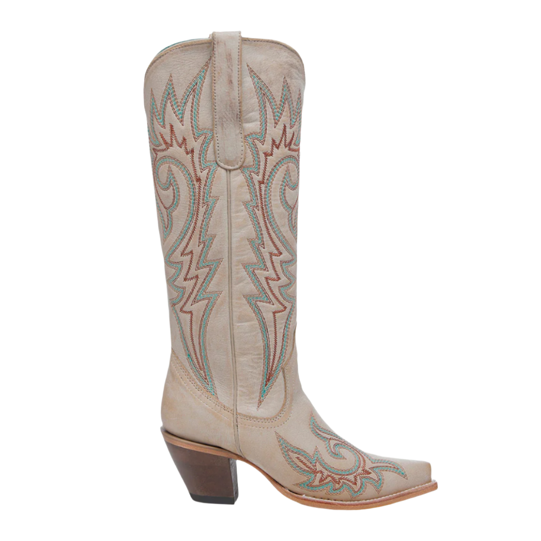 Corral Ladies Western Embroidery Snip Toe Bone Tall Boots Z5371