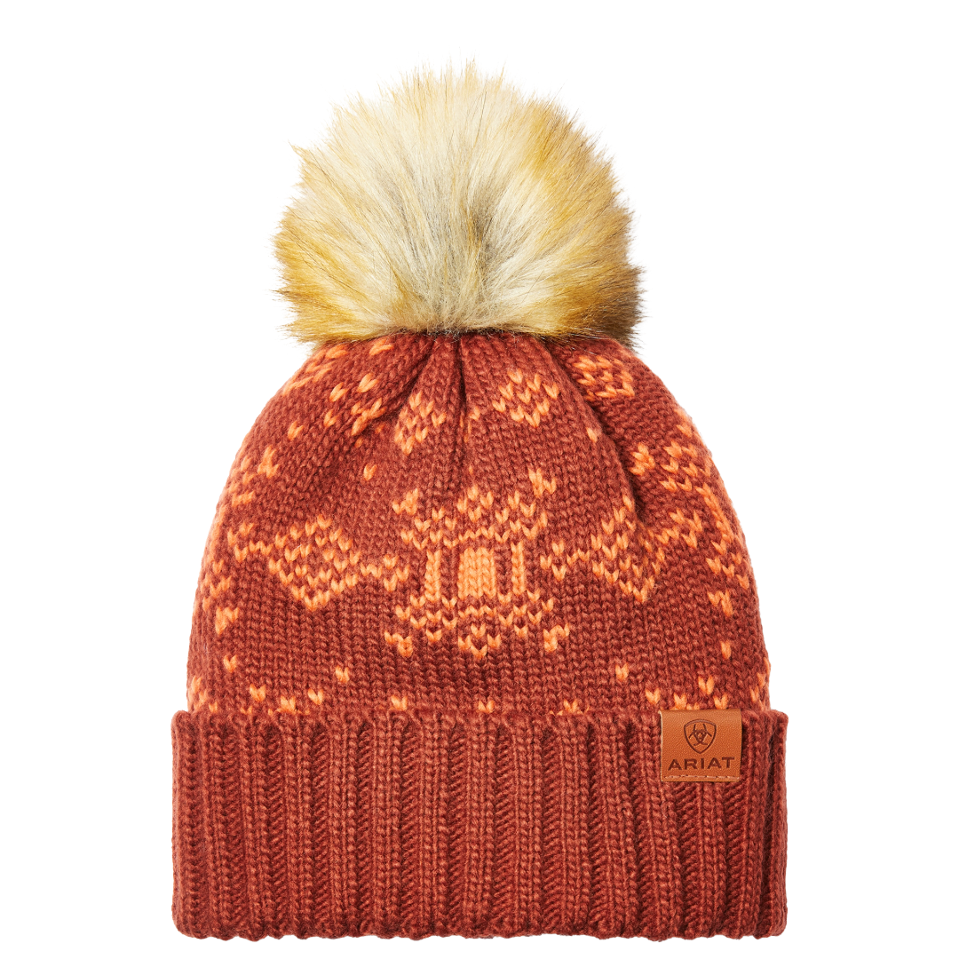 Ariat Ladies Patrona Burnt Brick Red Knitted Beanie 10047222